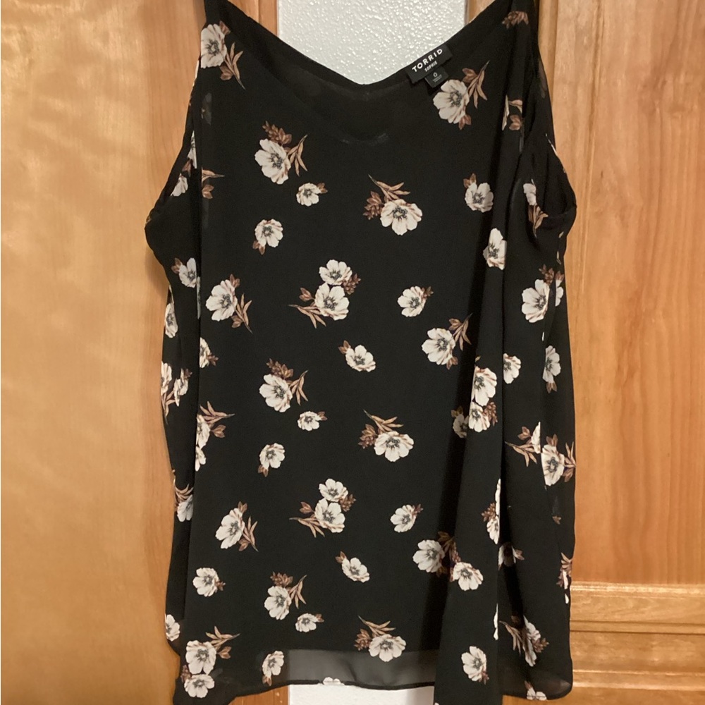 Torrid Black Floral Sophie Tank Top, NWOT, size 0 (12)